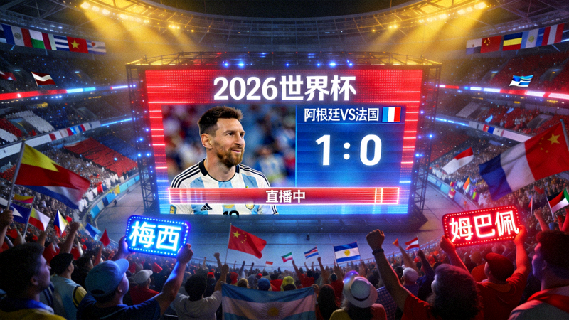 2026世界杯直播画面概念图 - 体育场大屏幕与观众